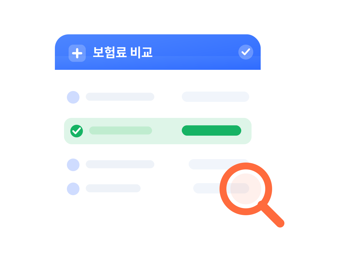 여러 보험사 실비보험료 비교 일러스트